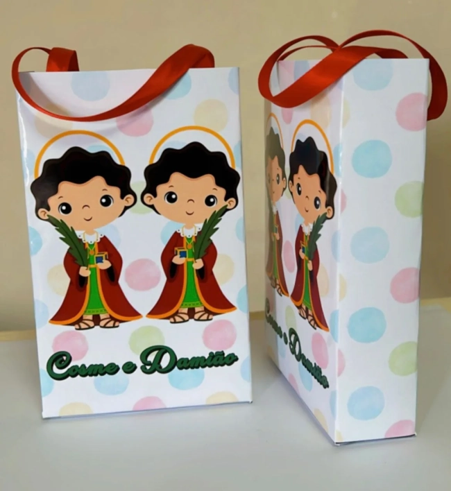 Sacolinhas Personalizadas Cosme e Damião Lembrancinhas