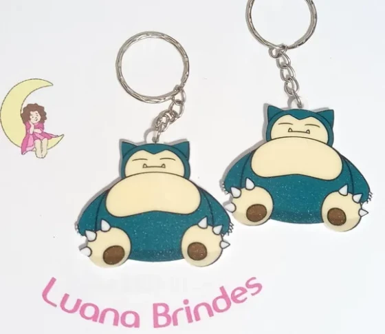Chaveiro Pokémon Snorlax Acrilico Uv- 3 Unidades