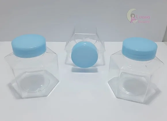 Baleiro Sextavado c/Tampa Azul de plástico - pct c/5 unid
