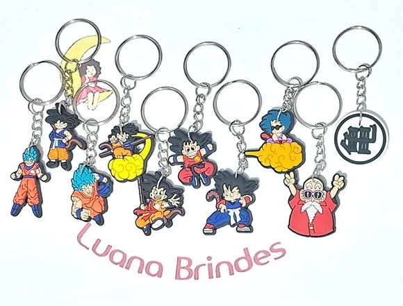 Chaveiro Dragon Boll Emborrachado Pacote com 10 Unidades