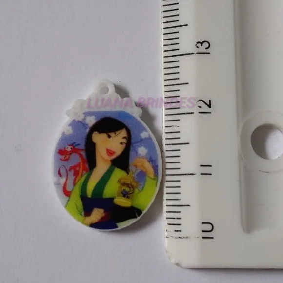 Kit Mulan Aplique e Pingente de Acrílico Princesa 3 Kits