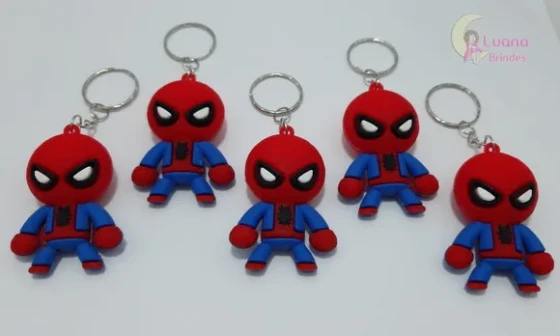 Chaveiro Homem Aranha de Borracha Pct 2 Unidades