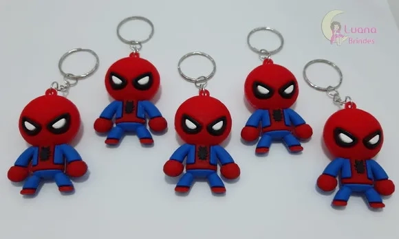 Chaveiro Homem Aranha de Borracha Pct 2 Unidades