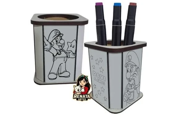 Porta Lápis para Colorir Super Mario