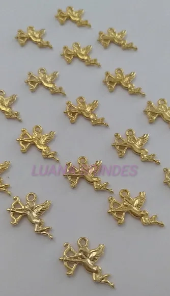 Pingente Cupido de Metal em Dourado - pct c/ 10 unidades