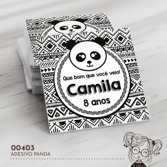 Adesivo Quadrado Panda - 00403