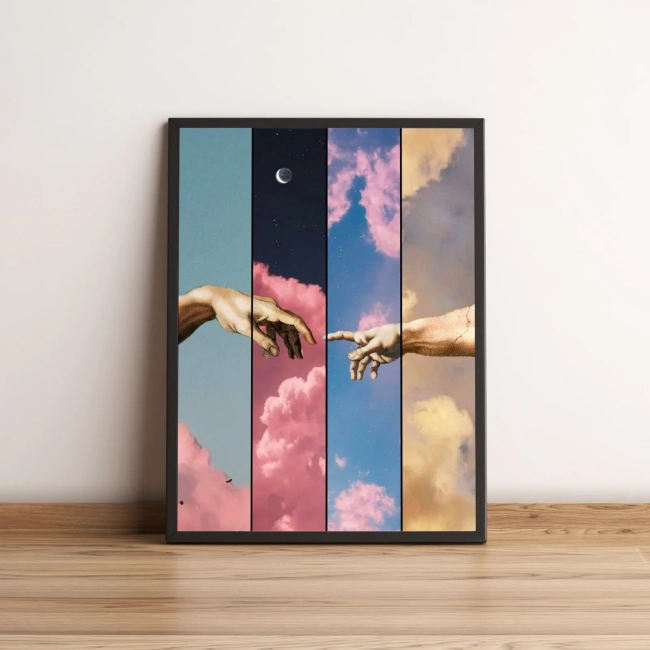 Quadro Mãos da Criação em Céu Colorido 2623