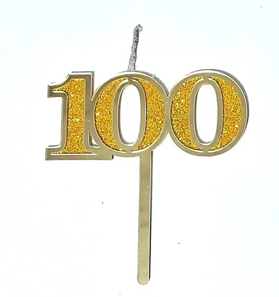 Velas 100 Anos de Acrilico Dourado com Pavio Magico - 1 Peça
