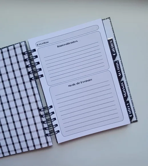 Caderno de Receitas Masculino Personalizado + Divisórias