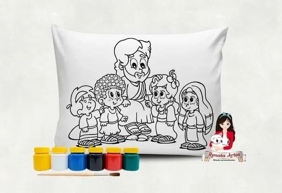Almofada com Tinta para Colorir Jesus