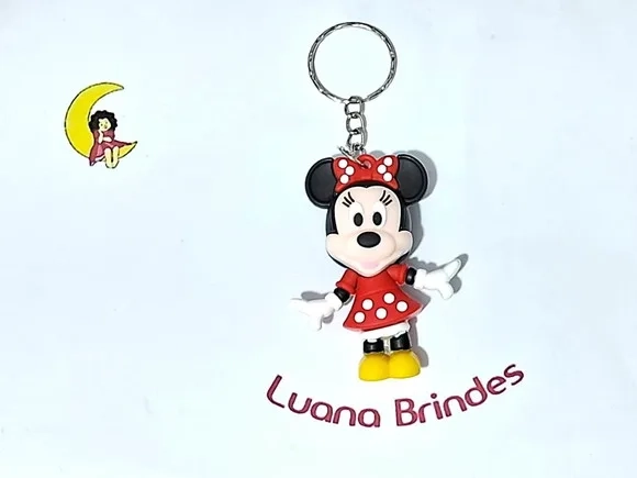 Chaveiro Minnie e Mickey 6cm Emborrachados 2 Unidades