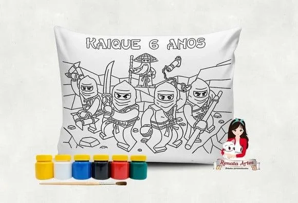 Almofada com Tinta para Colorir Ninjago