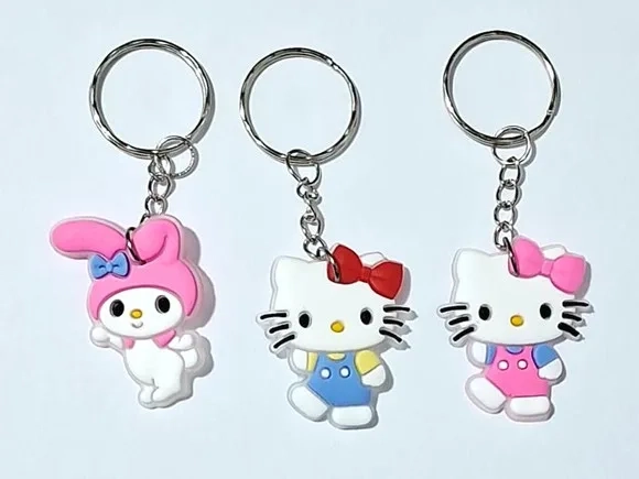 Chaveiro Hello Kitty e Melody Emborrachado Pcts com 6 Peças