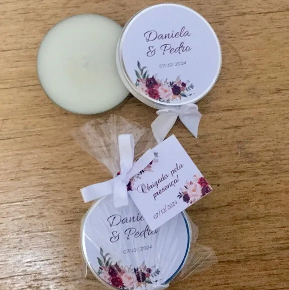 Lembrancinha Casamento Vela Aromática Floral Vinho