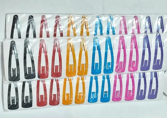 Presilha de Cabelo Tic Tac 3 Cartela com 6 Pares Coloridos