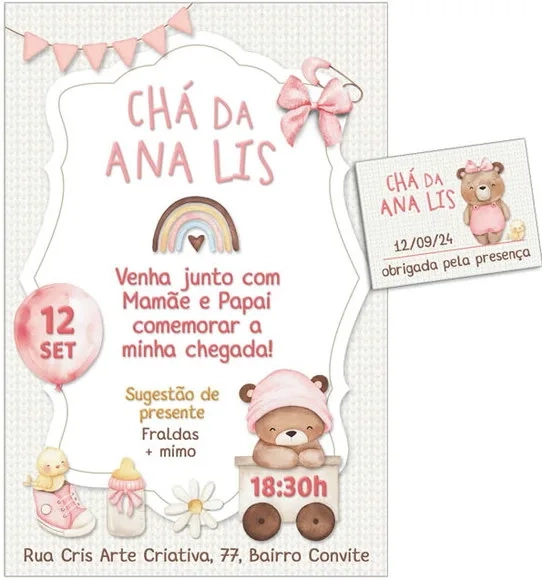 Convite Digital C/tag Chá de Bebê Menina 10