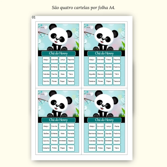 Bingo Chá de Bebê Menino Pdf Para Imprimir