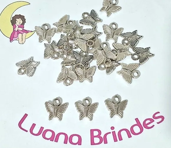 Pingente Borboleta Prata Abs 1,7cm Pacotes com 20 Unidades