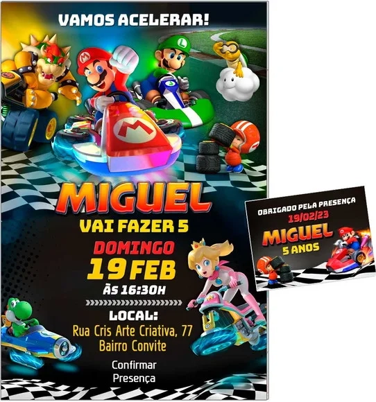 Convite Digital C/tag Super Mario Kart