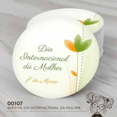 Adesivo Redondo Dia Internacional da Mulher - 00107