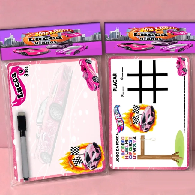 Lousa Magica Personalizada lembrancinhas Hot Wheels Rosa