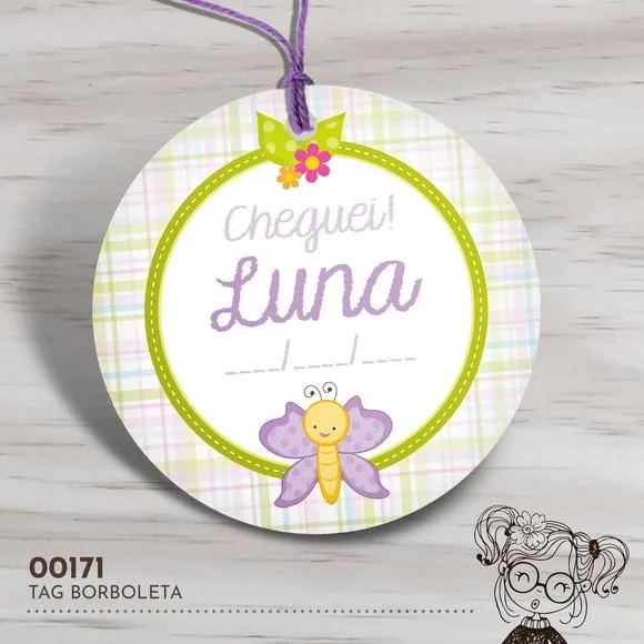 Tag Redonda Borboletinha - 00171