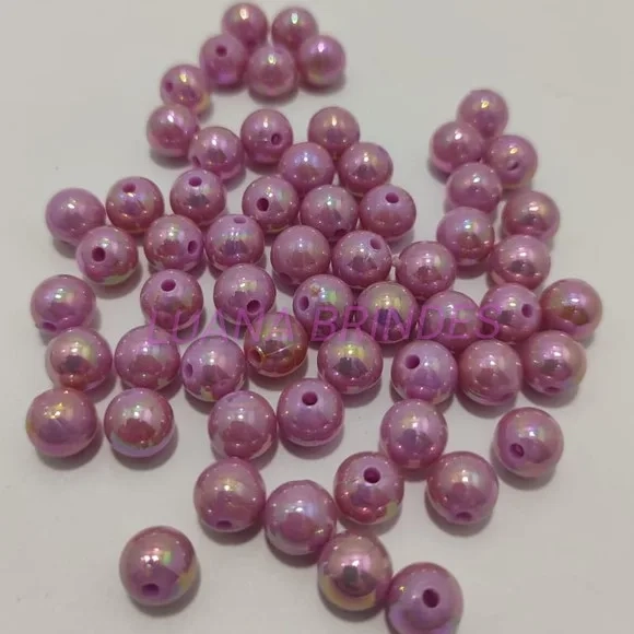Pérola ABS Irisada Lilás Mulberry - 8mm - pct c/100 unidades