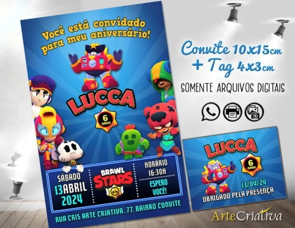 Convite Digital C/tag Brawl Stars