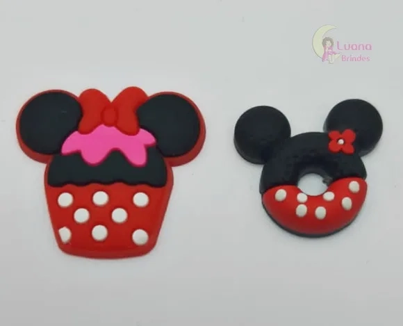 Apliques Cupcake e Rosquinha Minnie de borracha-pct c/6 unid