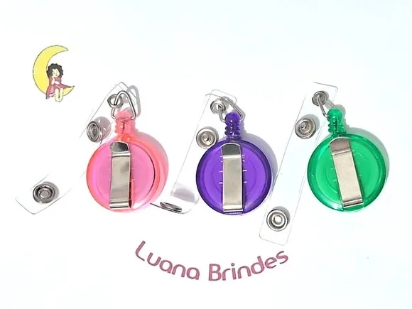 Porta Cracha Retrátil Roller Clip Pacote com 6 Unidades