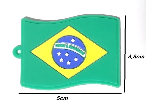 Pingente Bandeira do Brasil Emborrachado Pacote C/6 Unidades