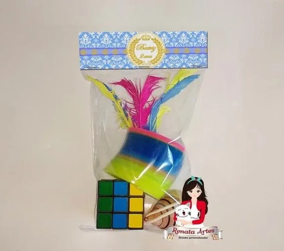 Kit Brinquedos Retrô Personalizado Tema Coroa Realeza Azul