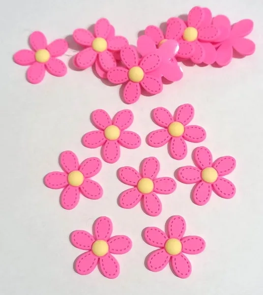 Aplique Flor Rosa Emborrachado- 8 Unidades