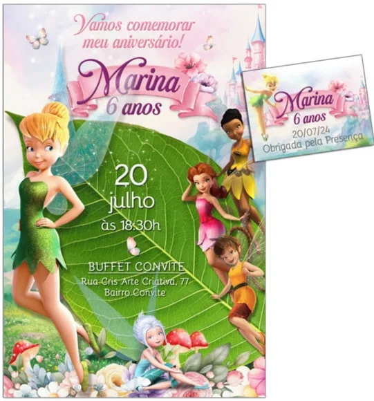 Convite Digital C/tag Tinker Bell Sininho 2