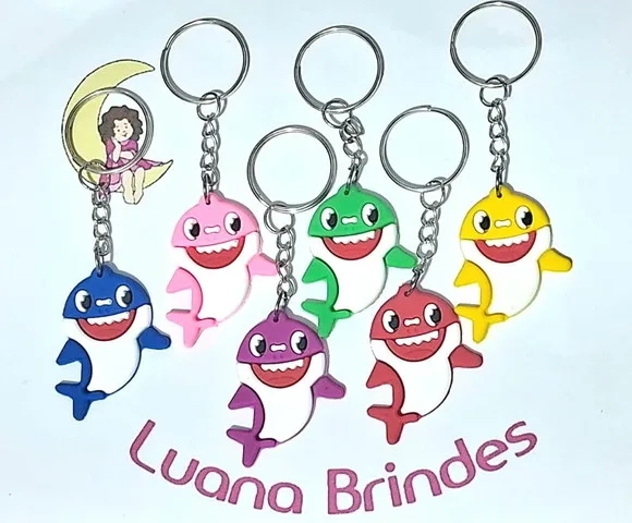 Chaveiro Baby Shark Emborrachado Pacote com 6 Unidades
