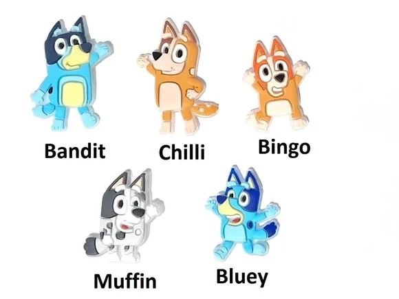 Aplique Bluey para Tênis Emborrachado Pacote com 5 Unidades