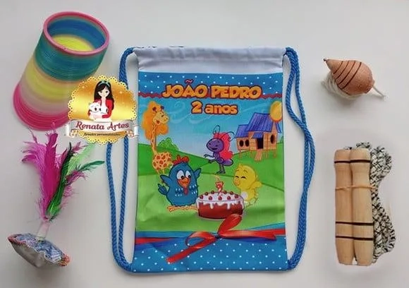 Mochila Boa Infância Tema Galinha Pintadinha Azul