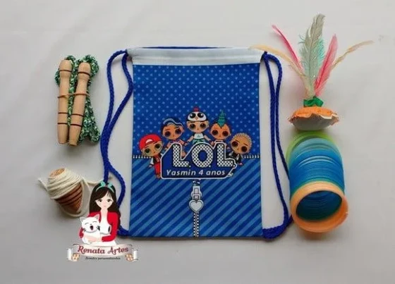 Mochila Boa Infância Personalizada Tema Lol Boy Azul