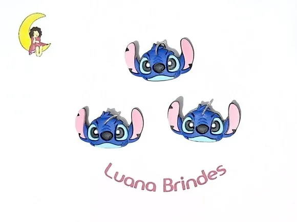 Pingente Stitch e Angel Emborrachado Pacote com 6 Unidades