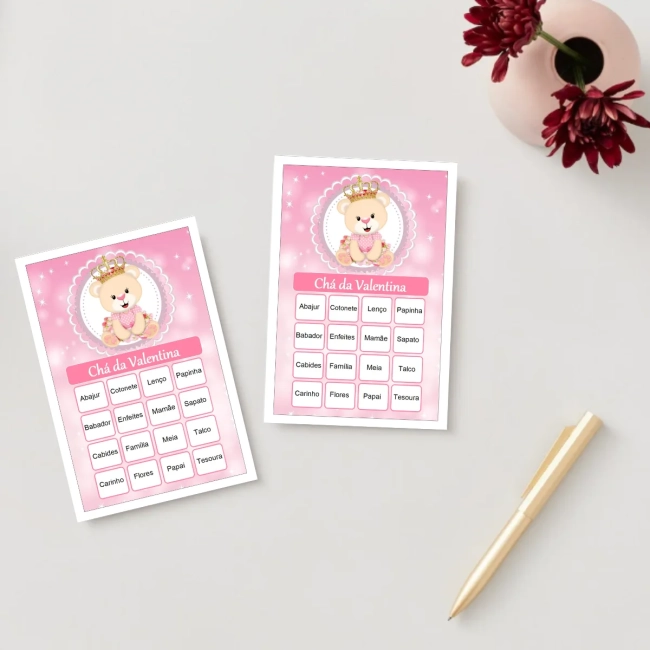 Bingo Chá de Bebê Menina Pdf Para Imprimir