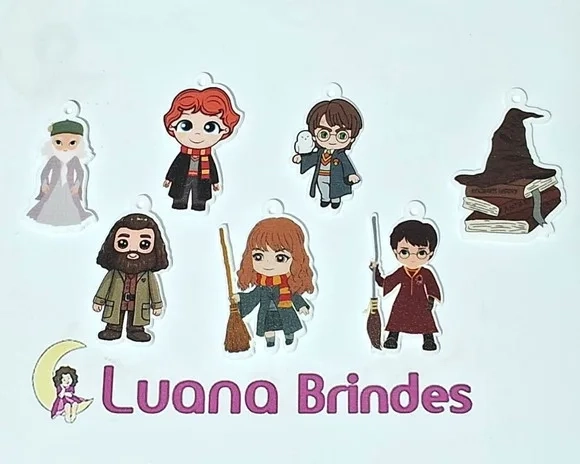 Pingente Harry Potter Acrilico U.v Pct c/ 7 Peças Variados