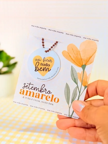 Chaveiro Plastificado Setembro Amarelo