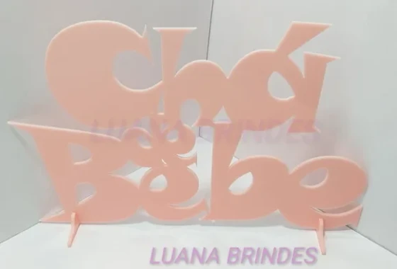 Topo de Bolo/Mesa Chá de Bebe Rosa em acrílico - 1 unidade