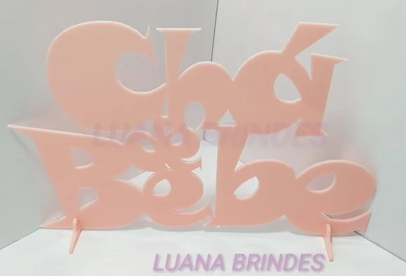 Topo de Bolo/Mesa Chá de Bebe Rosa em acrílico - 1 unidade