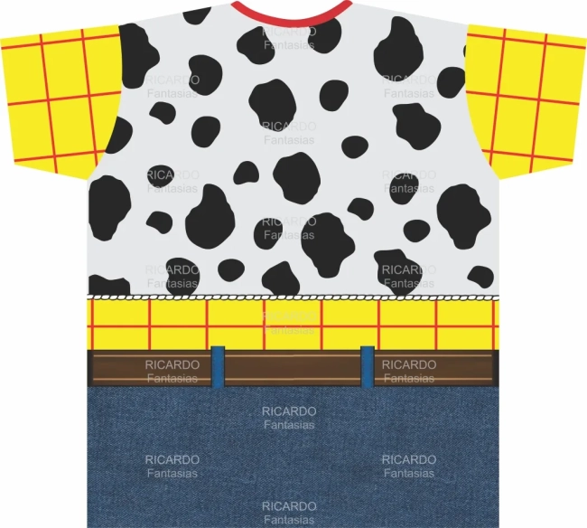 Camiseta Fantasia Caubói Xerife Xadrez com Colete de Vaqueiro