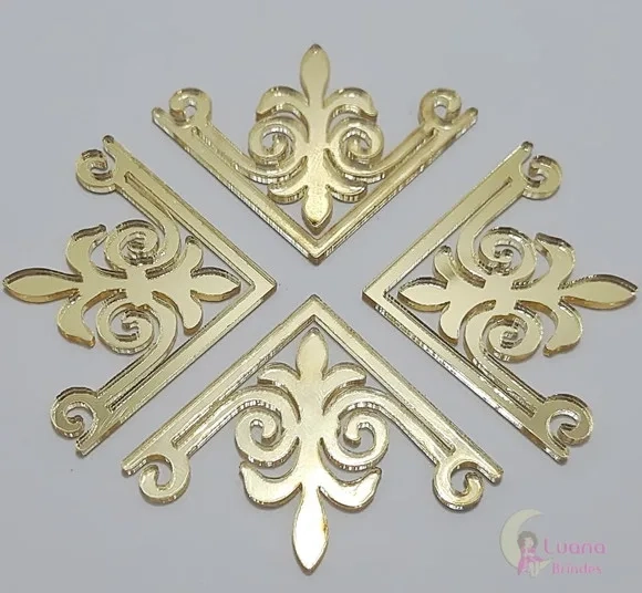 Aplique Cantoneira Acrílico Espelhado Dourado -pct C/8 Unid