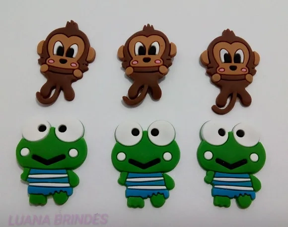 Aplique Macaquinho e Sapo de borracha - pct com 8 unidades