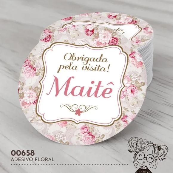 Adesivo Redondo Floral - 00658