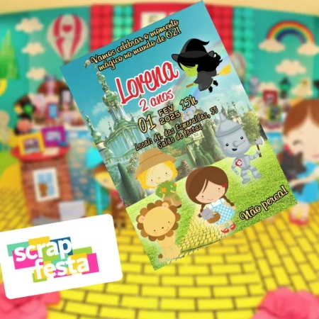Convite Impresso Personalizado Festa o Mágico de Oz