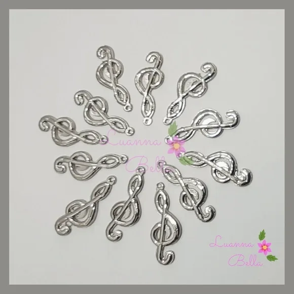 Pingente De Metal Clave de sol Prata - pacts c/12 unds